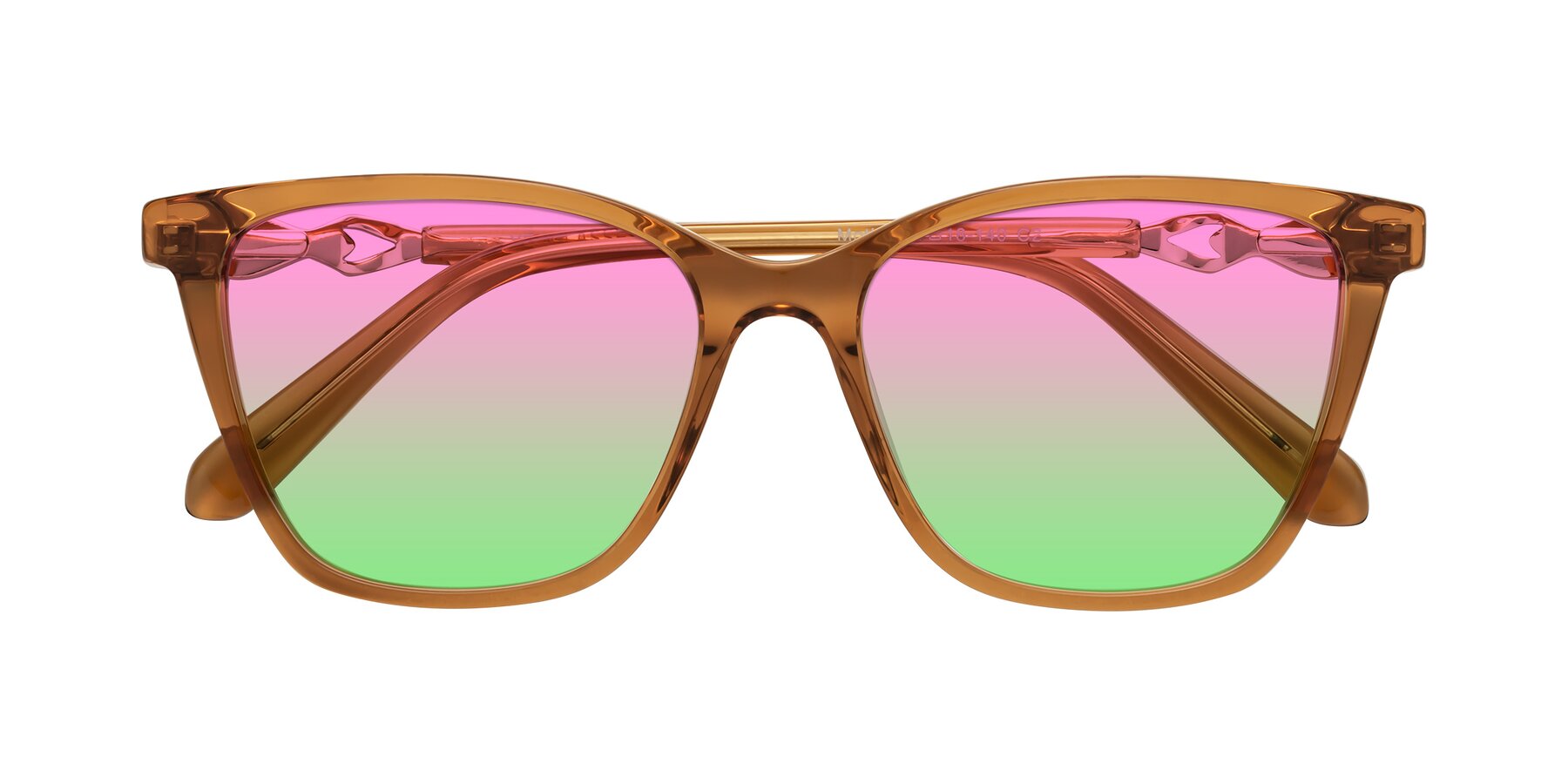 Folded Front of Mothe in Maple Syrup with Pink / Green Gradient Lenses