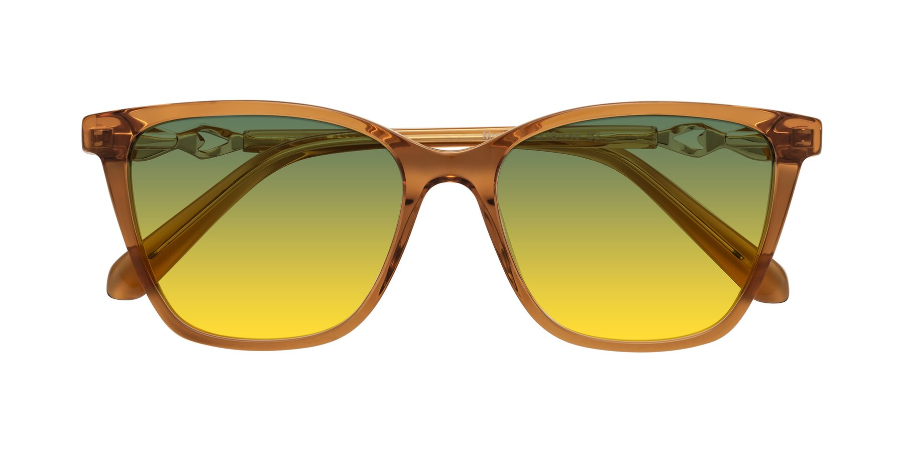 Folded Front of Mothe in Maple Syrup with Green / Yellow Gradient Lenses