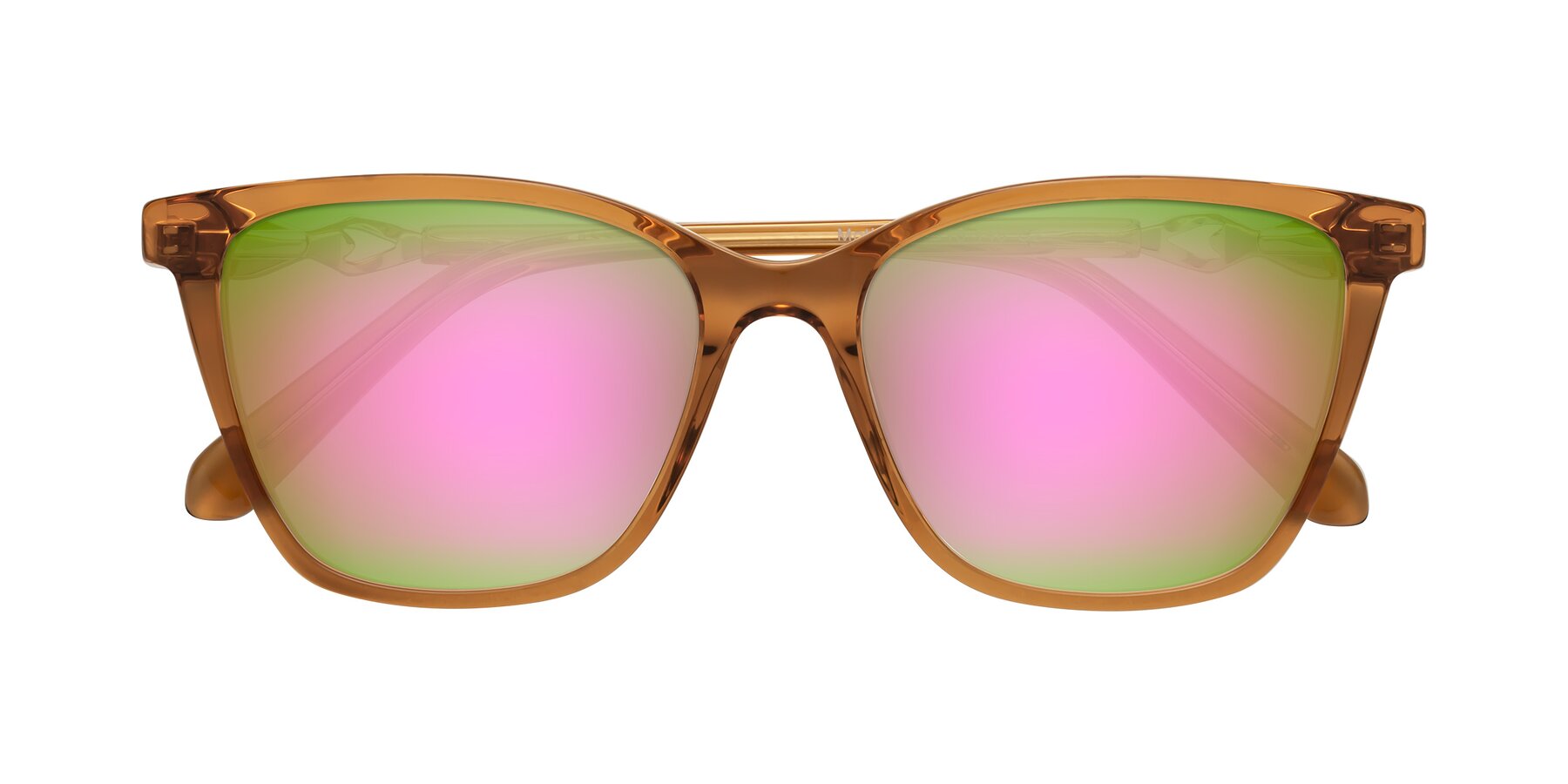 Folded Front of Mothe in Maple Syrup with Pink Mirrored Lenses