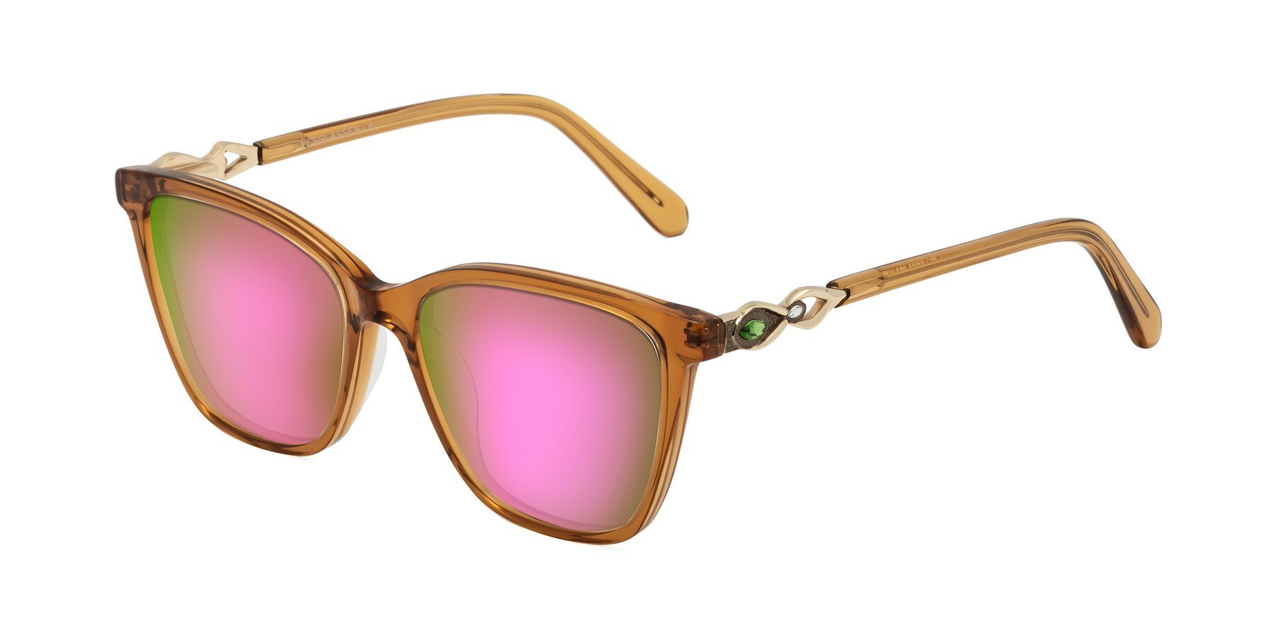 Angle of Mothe in Maple Syrup with Pink Mirrored Lenses