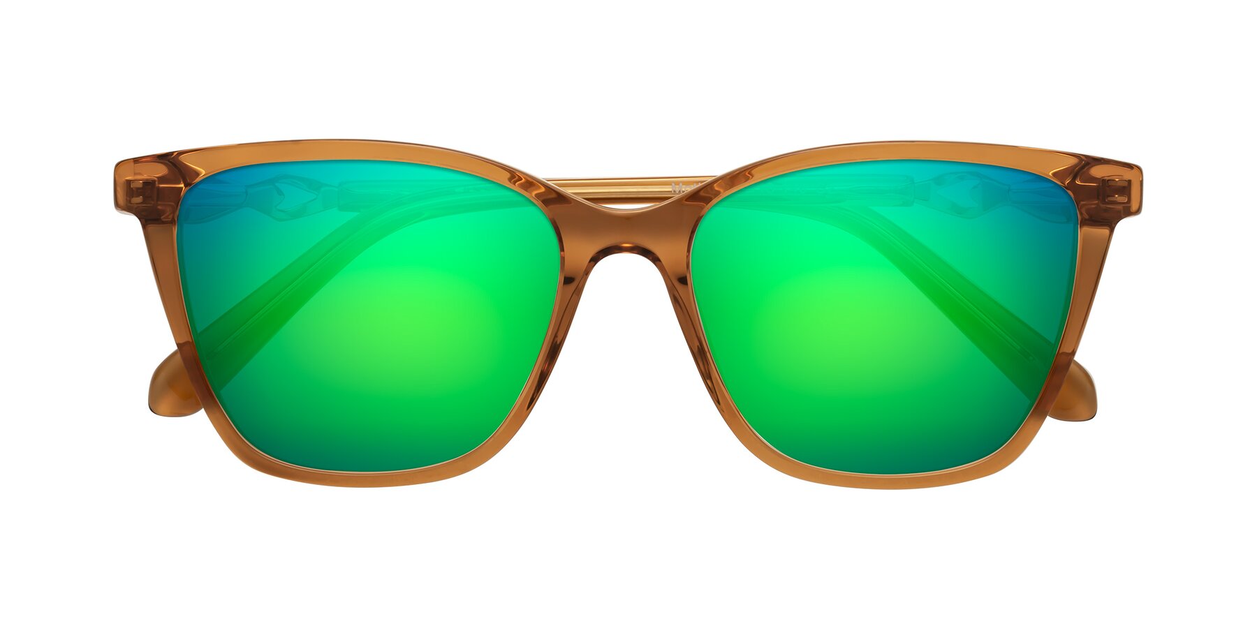 Folded Front of Mothe in Maple Syrup with Green Mirrored Lenses