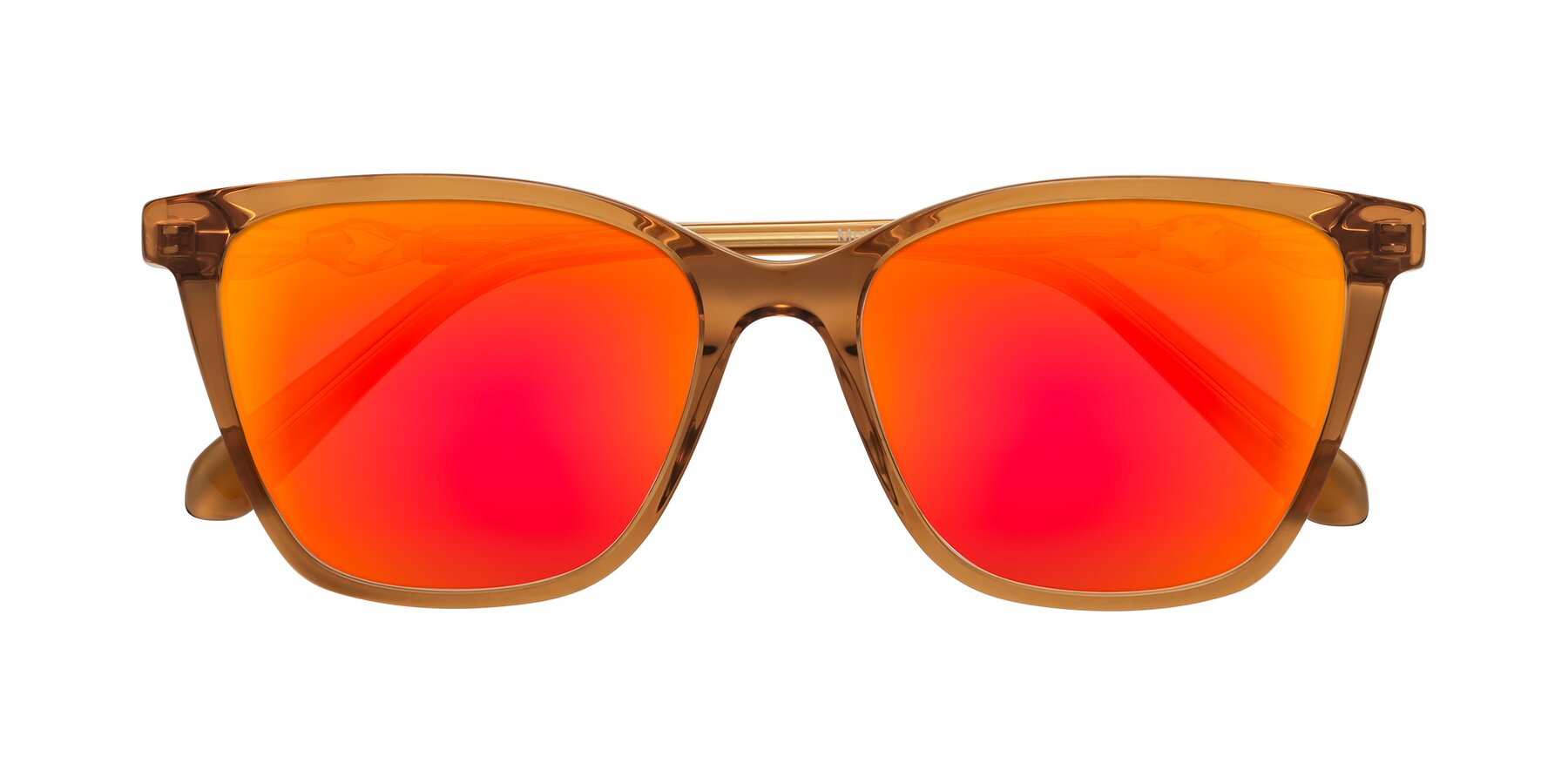 Folded Front of Mothe in Maple Syrup with Red Gold Mirrored Lenses