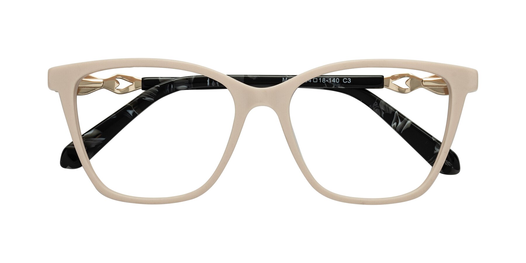 Folded Front of Mothe in Ivory pink with Clear Eyeglass Lenses