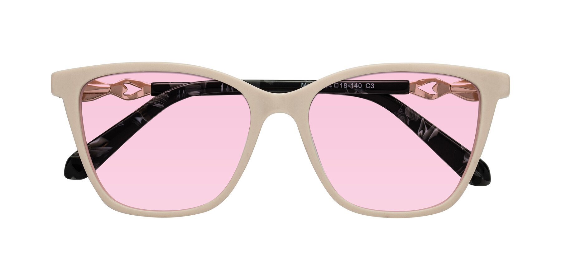 Folded Front of Mothe in Ivory pink with Light Pink Tinted Lenses