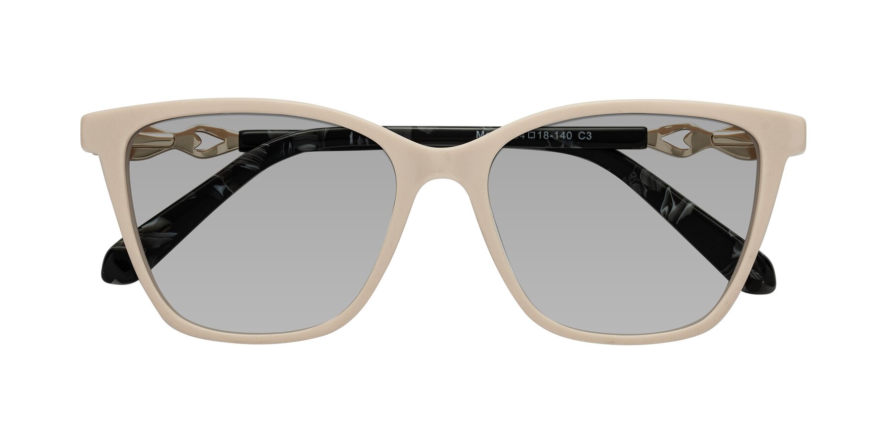 Folded Front of Mothe in Ivory pink with Light Gray Tinted Lenses