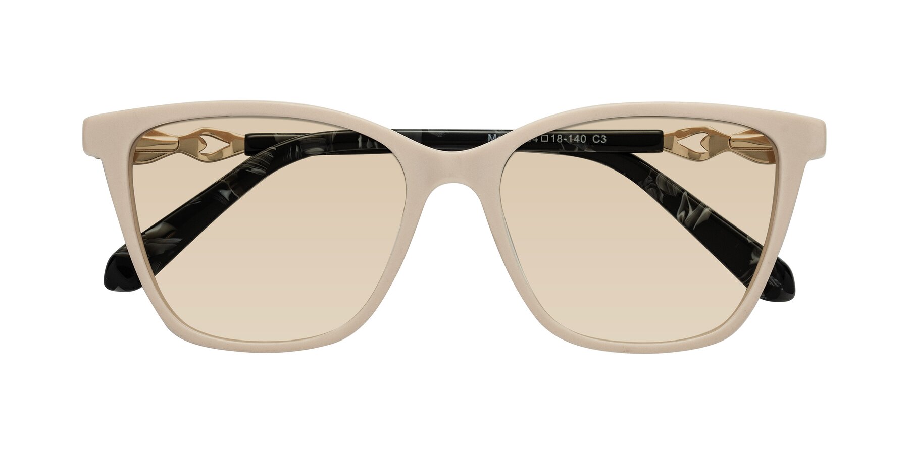 Folded Front of Mothe in Ivory pink with Light Brown Tinted Lenses