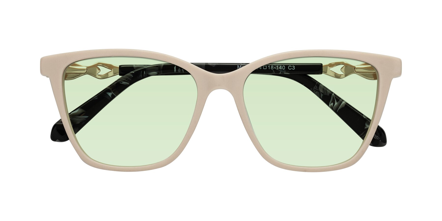 Folded Front of Mothe in Ivory pink with Light Green Tinted Lenses