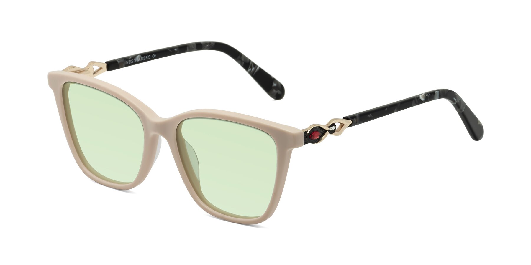 Angle of Mothe in Ivory pink with Light Green Tinted Lenses