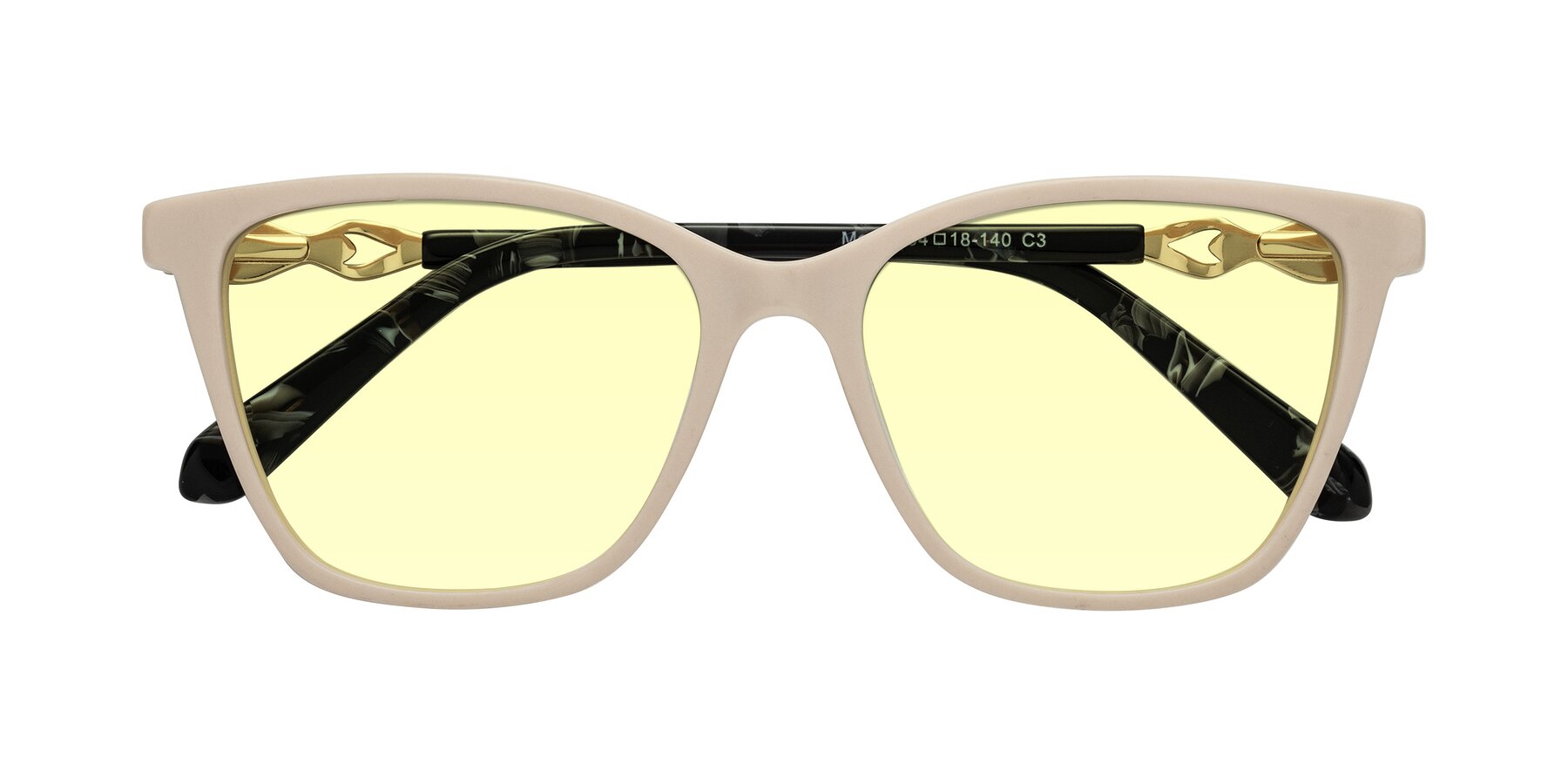 Folded Front of Mothe in Ivory pink with Light Yellow Tinted Lenses