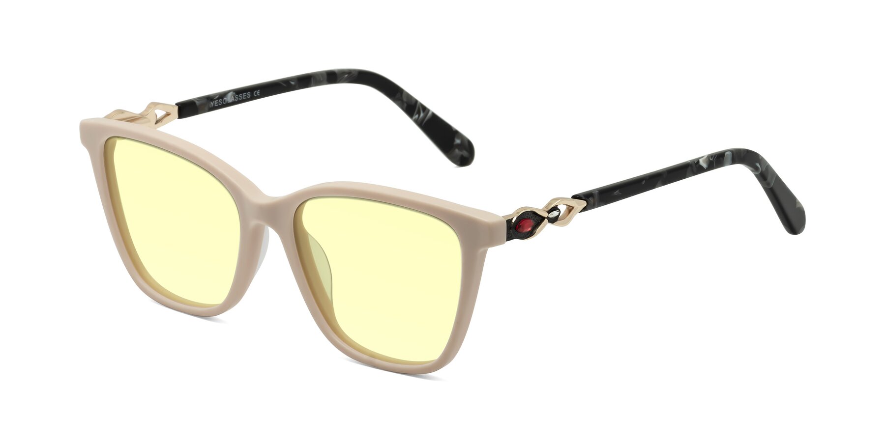 Angle of Mothe in Ivory pink with Light Yellow Tinted Lenses