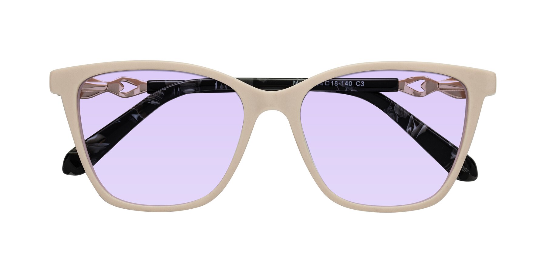 Folded Front of Mothe in Ivory pink with Light Purple Tinted Lenses