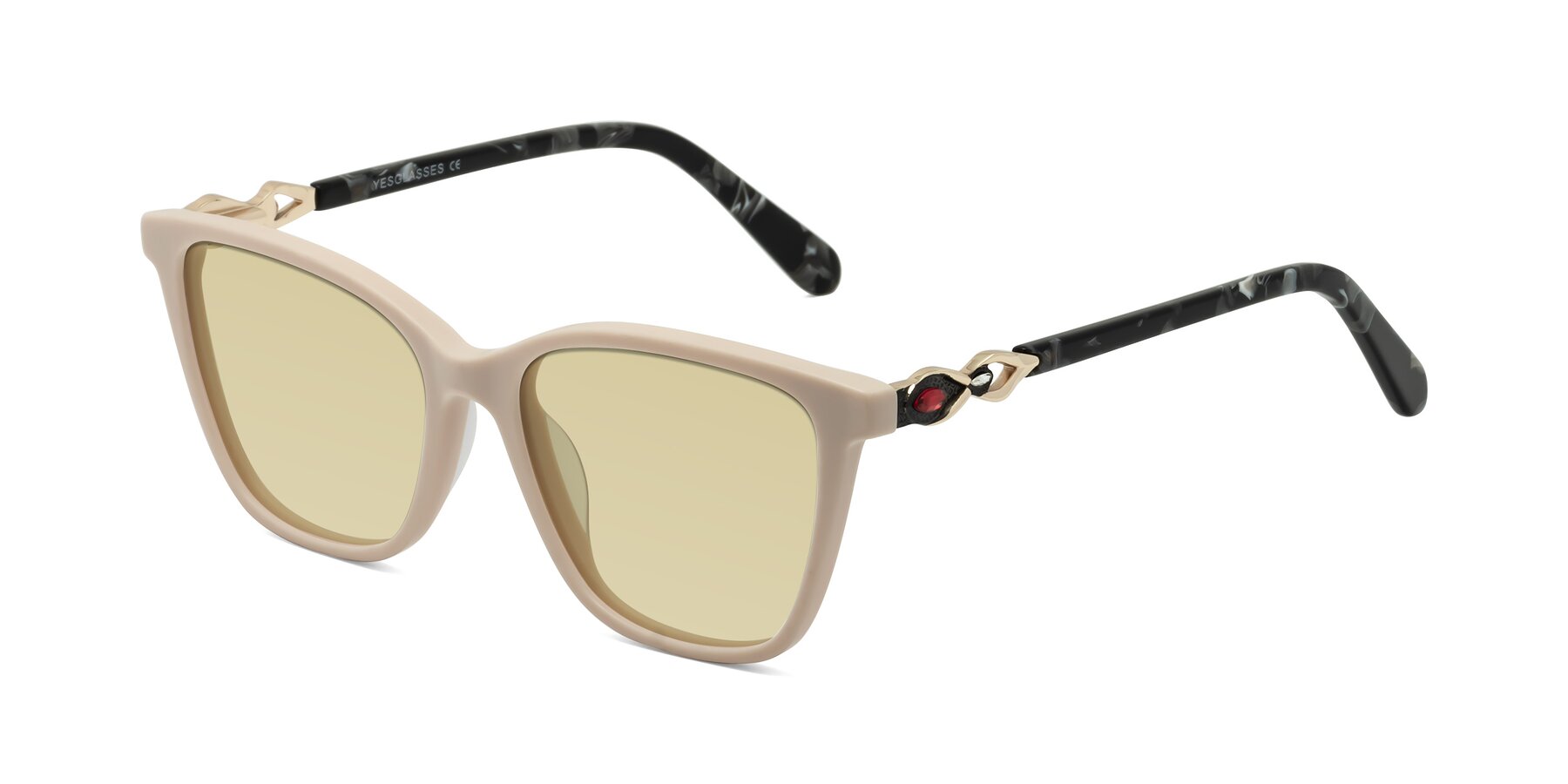 Angle of Mothe in Ivory pink with Light Champagne Tinted Lenses