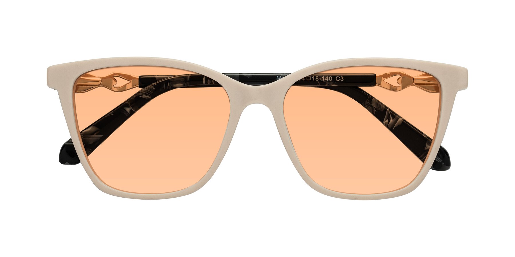 Folded Front of Mothe in Ivory pink with Light Orange Tinted Lenses