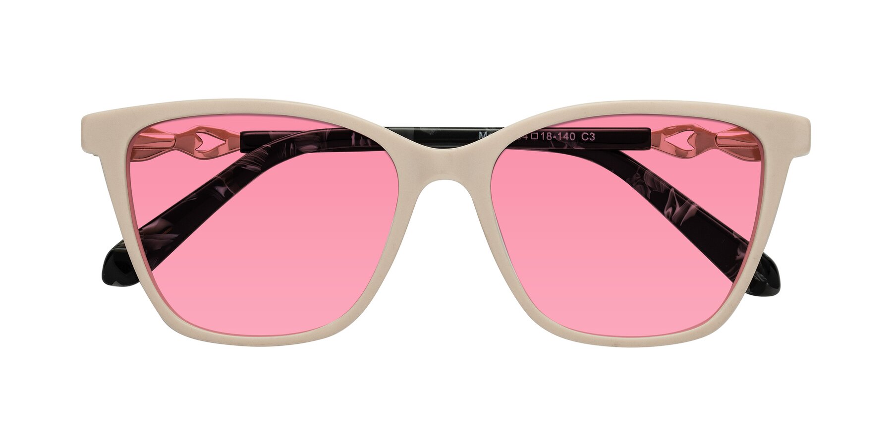 Folded Front of Mothe in Ivory pink with Pink Tinted Lenses