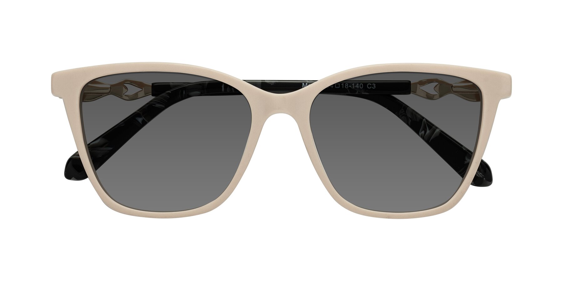 Folded Front of Mothe in Ivory pink with Medium Gray Tinted Lenses