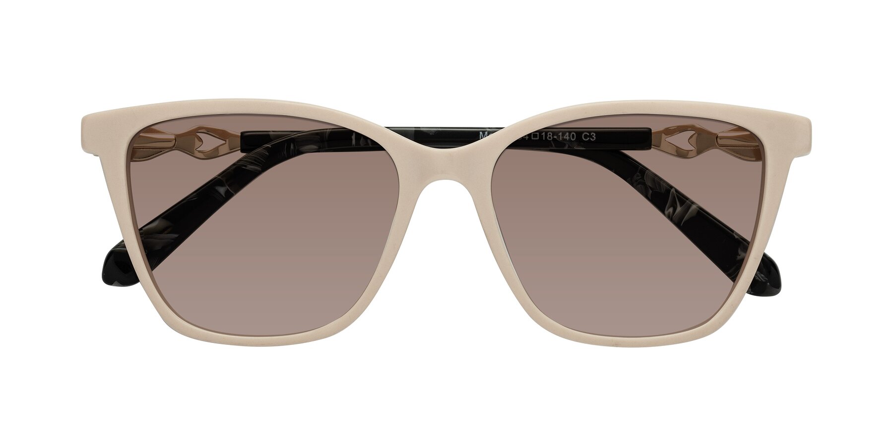 Folded Front of Mothe in Ivory pink with Medium Brown Tinted Lenses