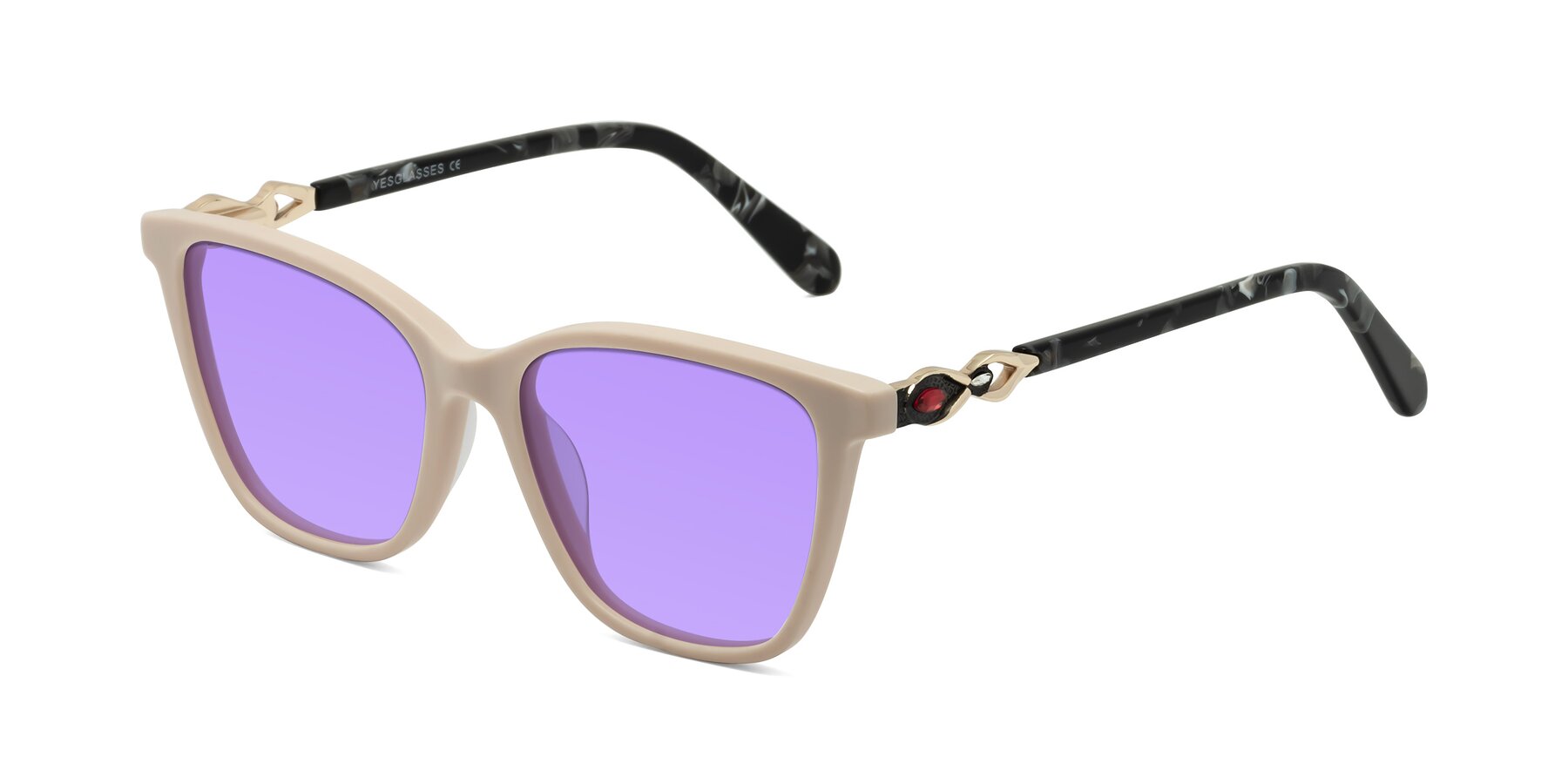 Angle of Mothe in Ivory pink with Medium Purple Tinted Lenses