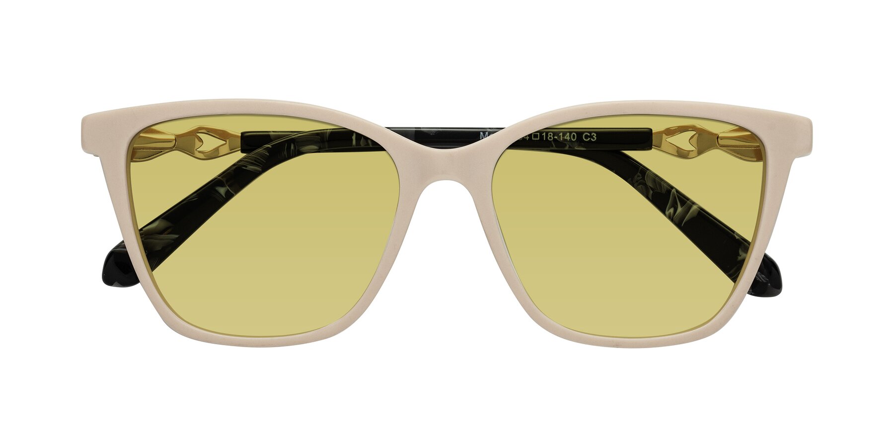 Folded Front of Mothe in Ivory pink with Medium Champagne Tinted Lenses