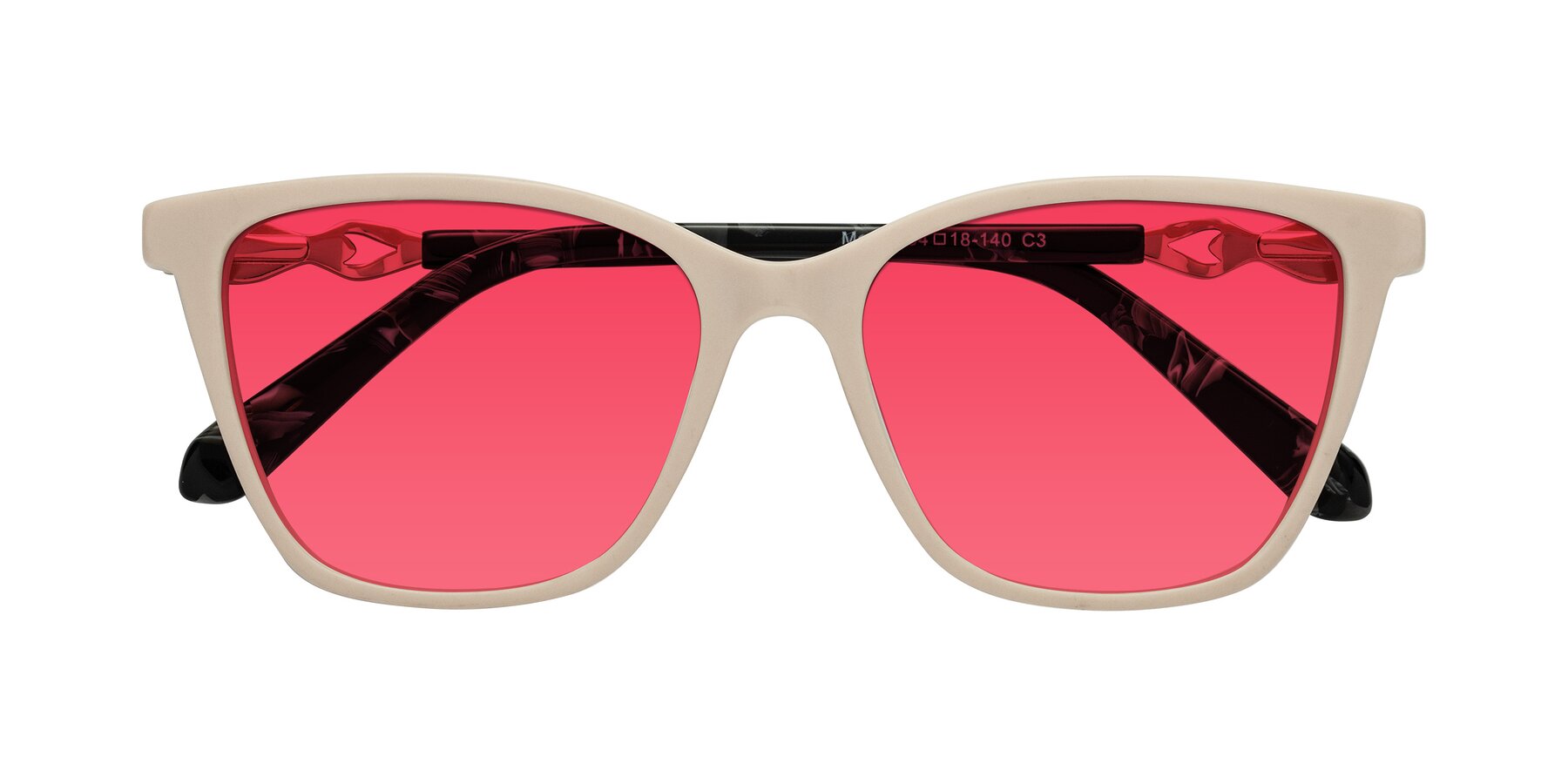 Folded Front of Mothe in Ivory pink with Red Tinted Lenses