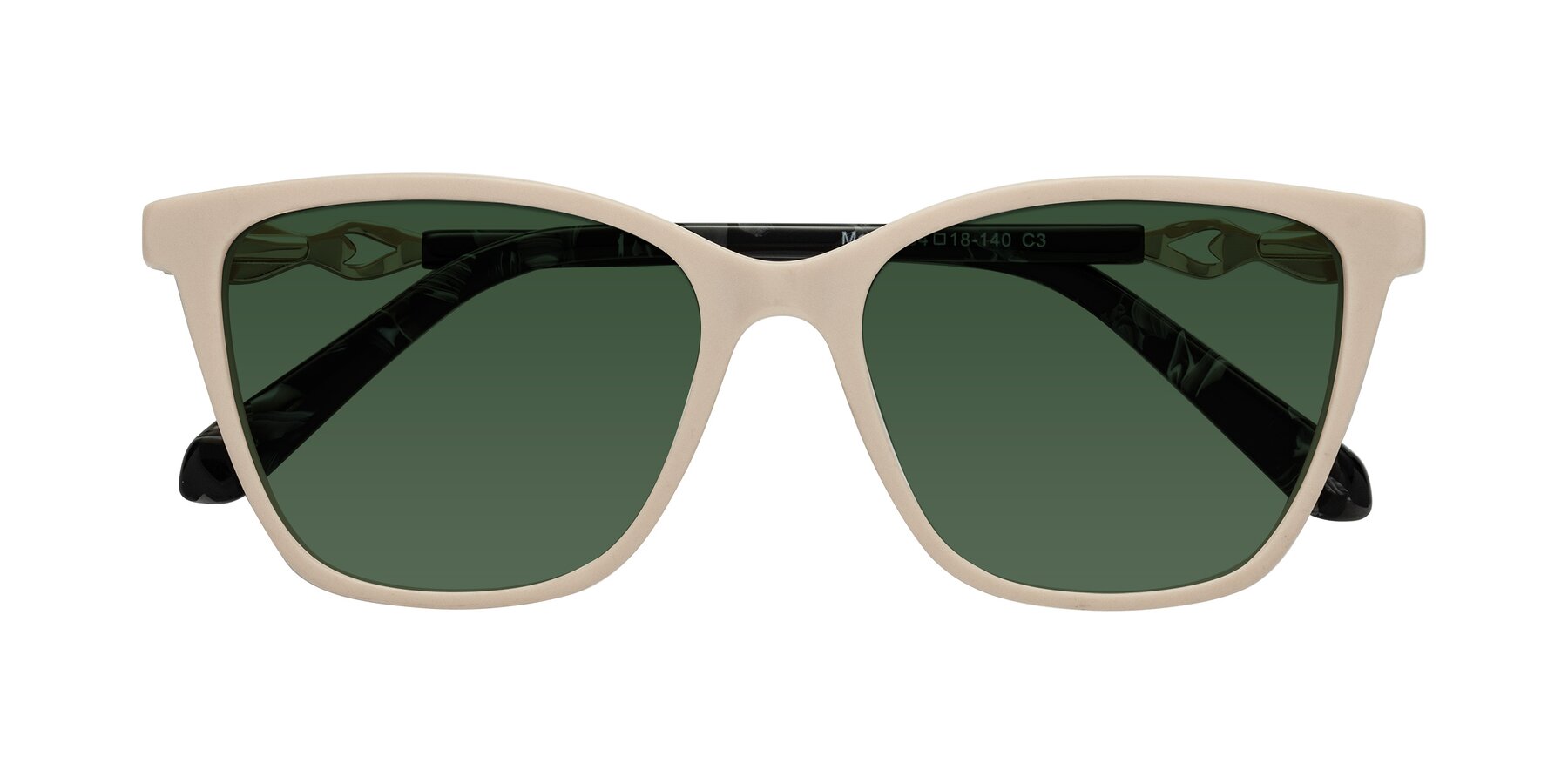 Folded Front of Mothe in Ivory pink with Green Tinted Lenses