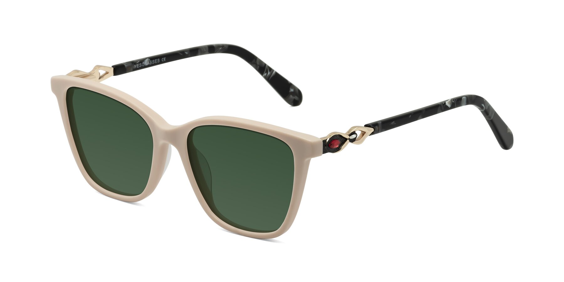 Angle of Mothe in Ivory pink with Green Tinted Lenses