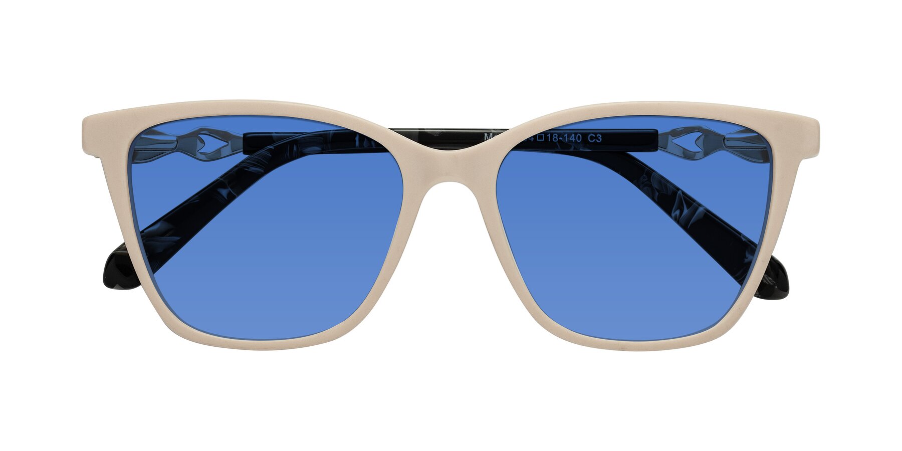 Folded Front of Mothe in Ivory pink with Blue Tinted Lenses