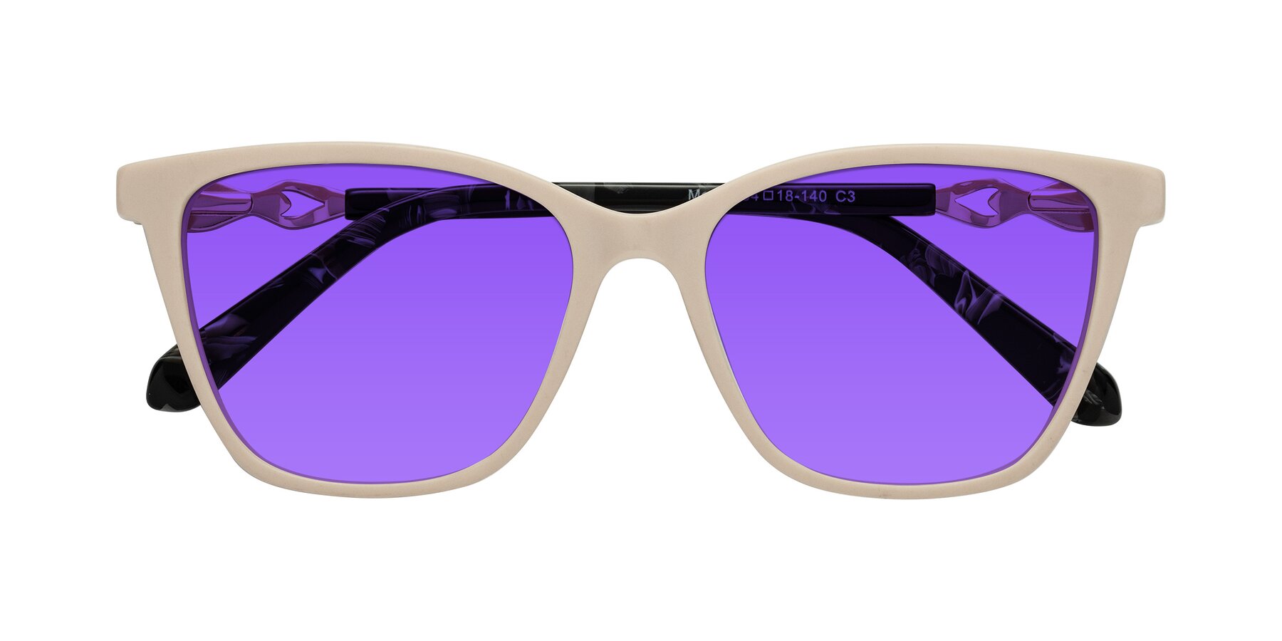 Folded Front of Mothe in Ivory pink with Purple Tinted Lenses