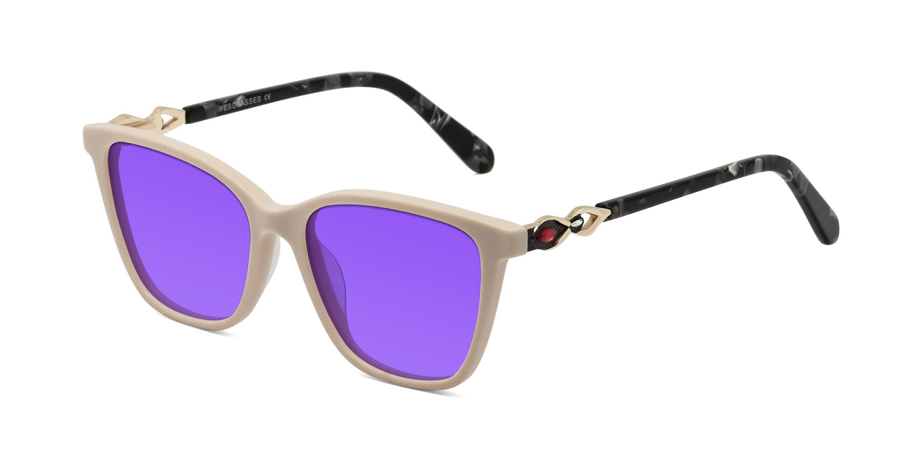 Angle of Mothe in Ivory pink with Purple Tinted Lenses