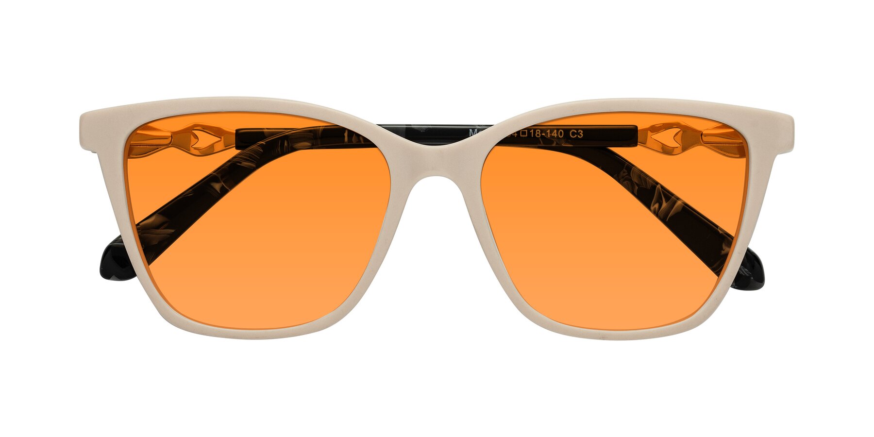 Folded Front of Mothe in Ivory pink with Orange Tinted Lenses