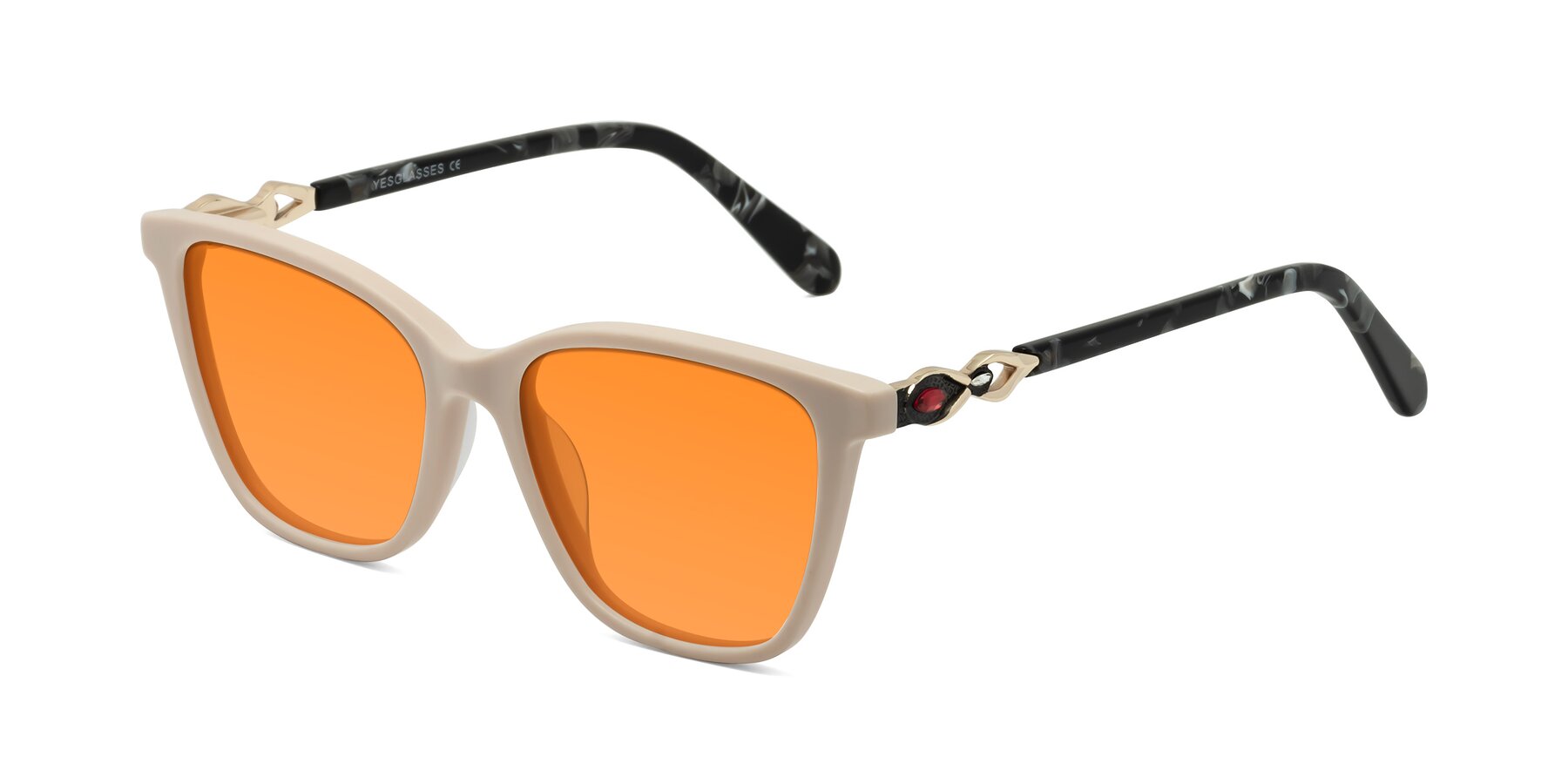 Angle of Mothe in Ivory pink with Orange Tinted Lenses