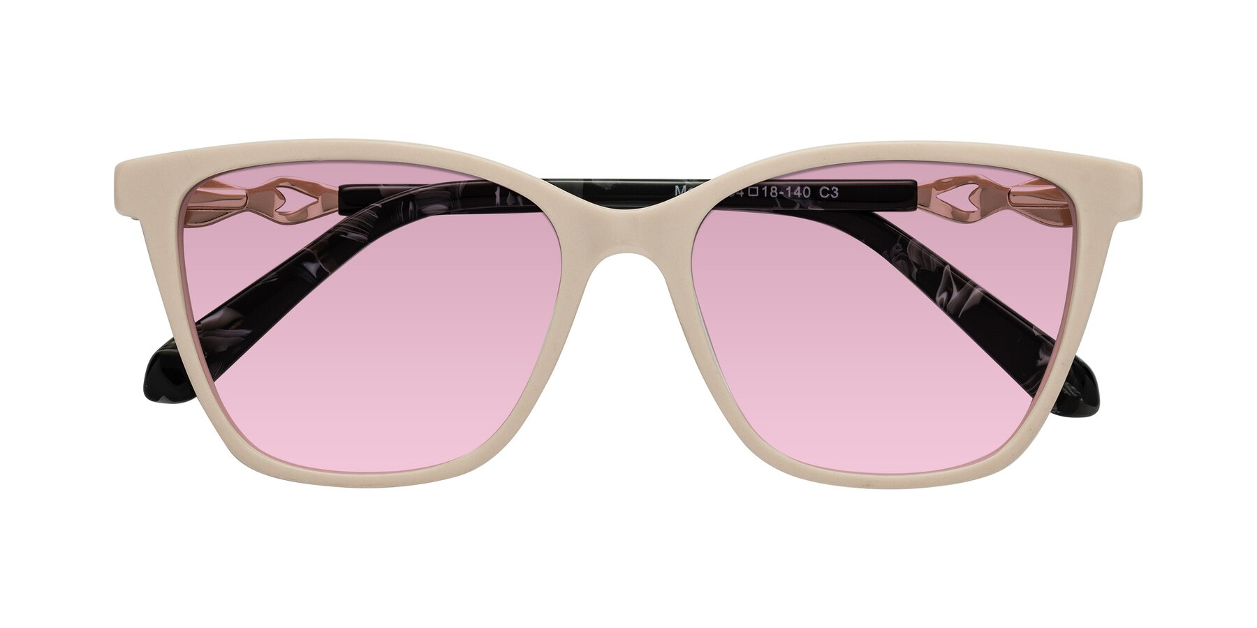 Folded Front of Mothe in Ivory pink with Light Wine Tinted Lenses