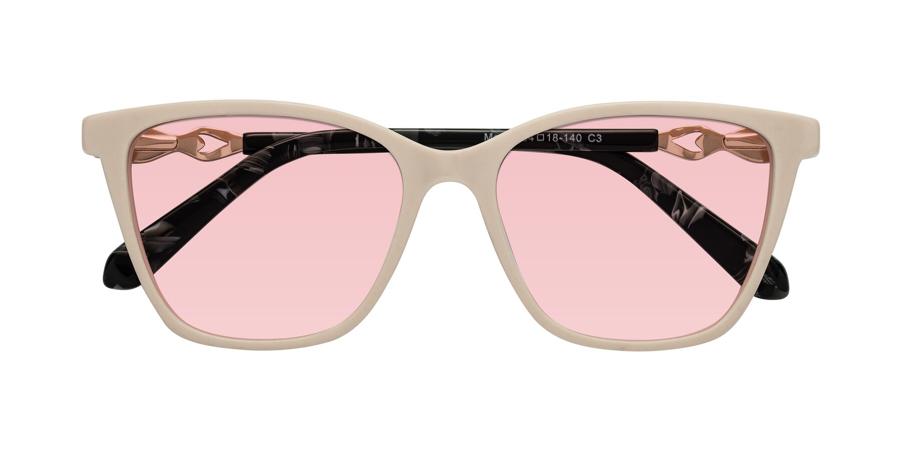 Folded Front of Mothe in Ivory pink with Light Garnet Tinted Lenses