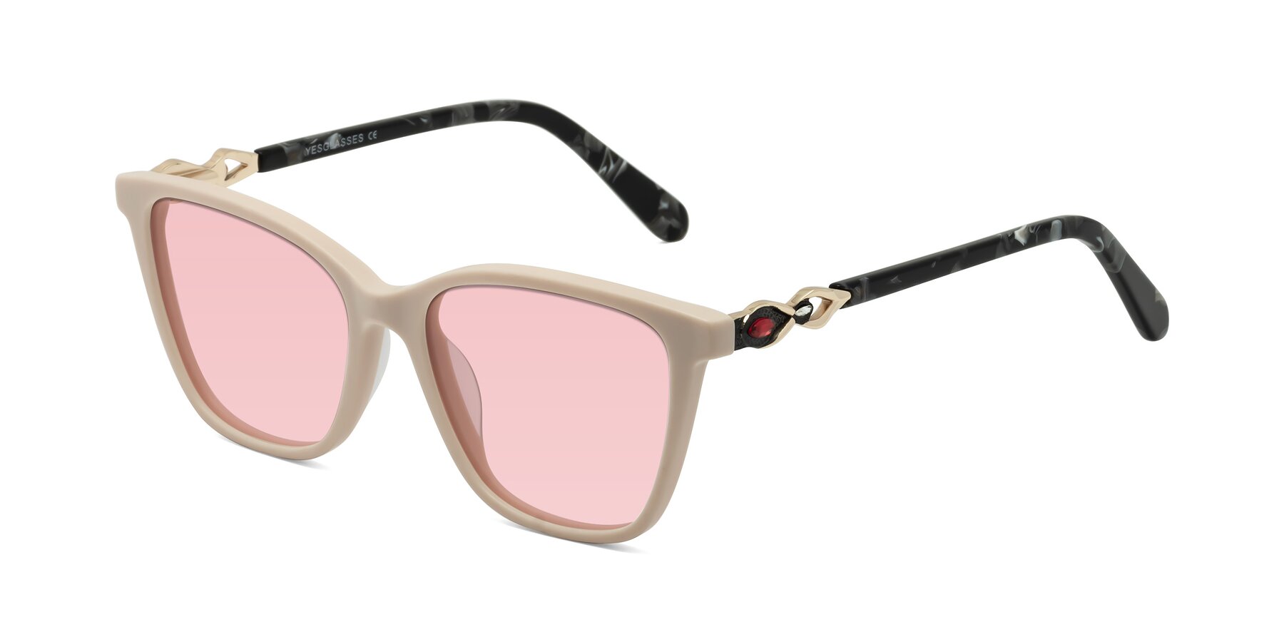 Angle of Mothe in Ivory pink with Light Garnet Tinted Lenses