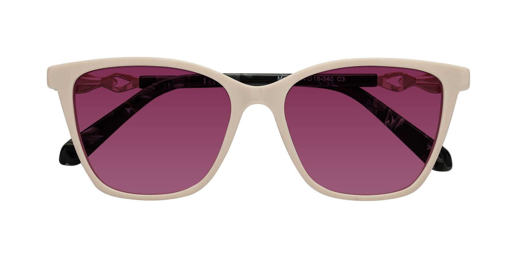 Folded Front of Mothe in Ivory pink with Wine Tinted Lenses