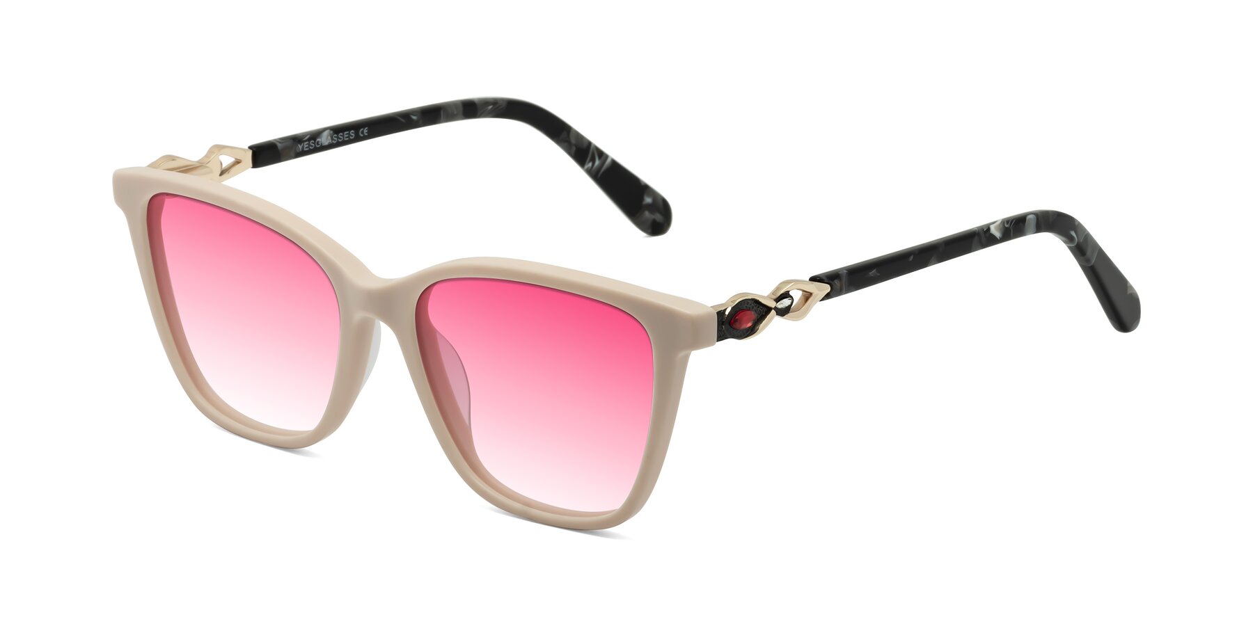 Angle of Mothe in Ivory pink with Pink Gradient Lenses