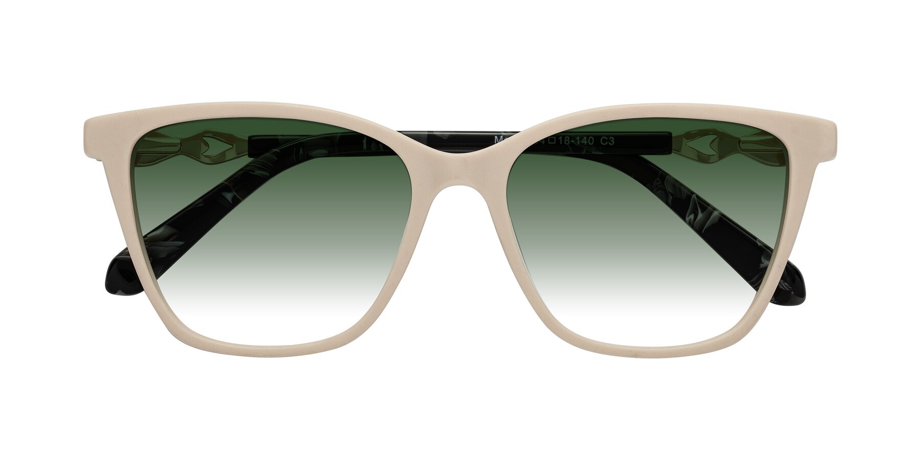 Folded Front of Mothe in Ivory pink with Green Gradient Lenses