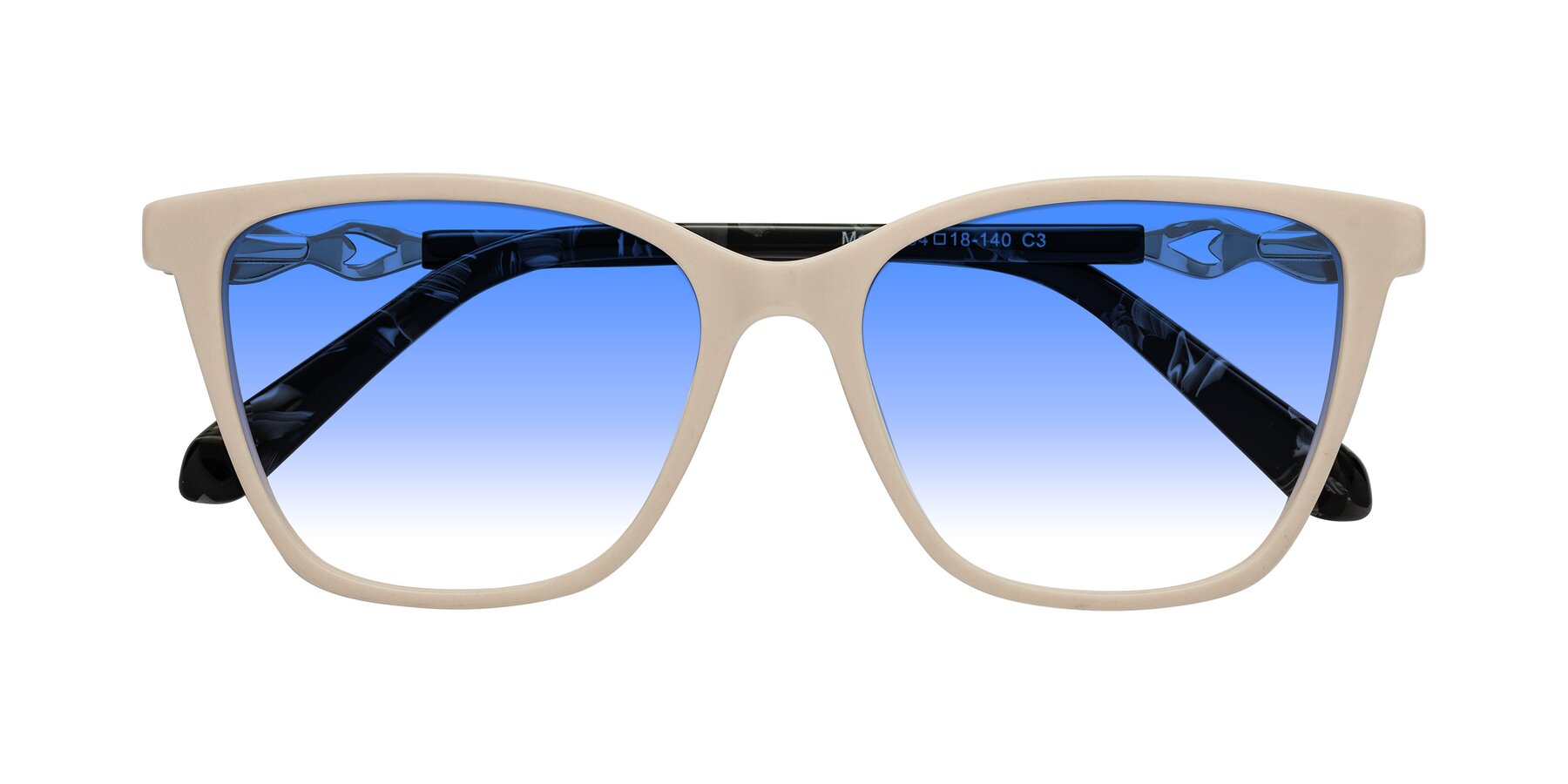 Folded Front of Mothe in Ivory pink with Blue Gradient Lenses