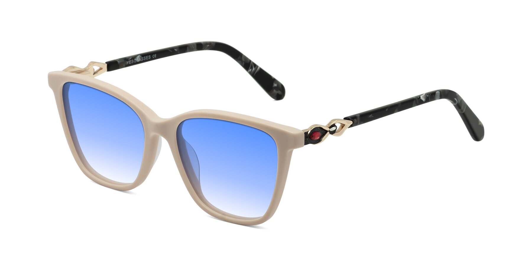 Angle of Mothe in Ivory pink with Blue Gradient Lenses