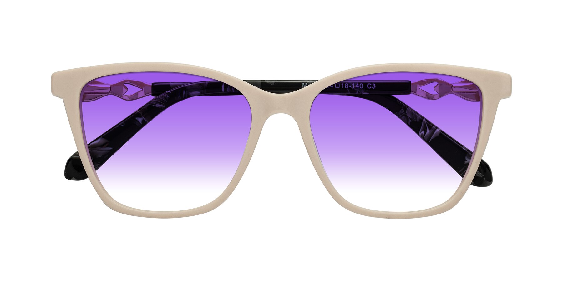 Folded Front of Mothe in Ivory pink with Purple Gradient Lenses