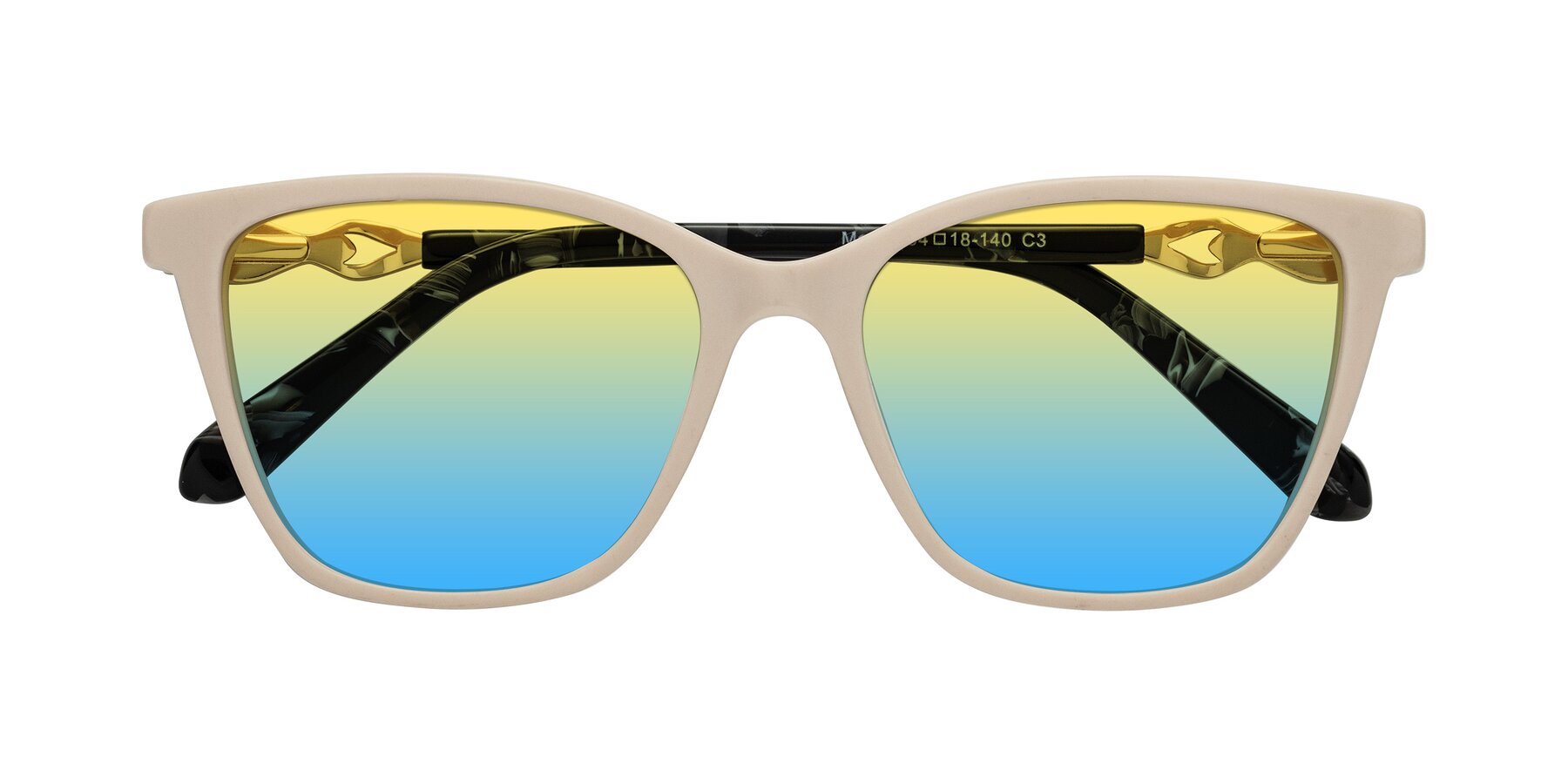 Folded Front of Mothe in Ivory pink with Yellow / Blue Gradient Lenses