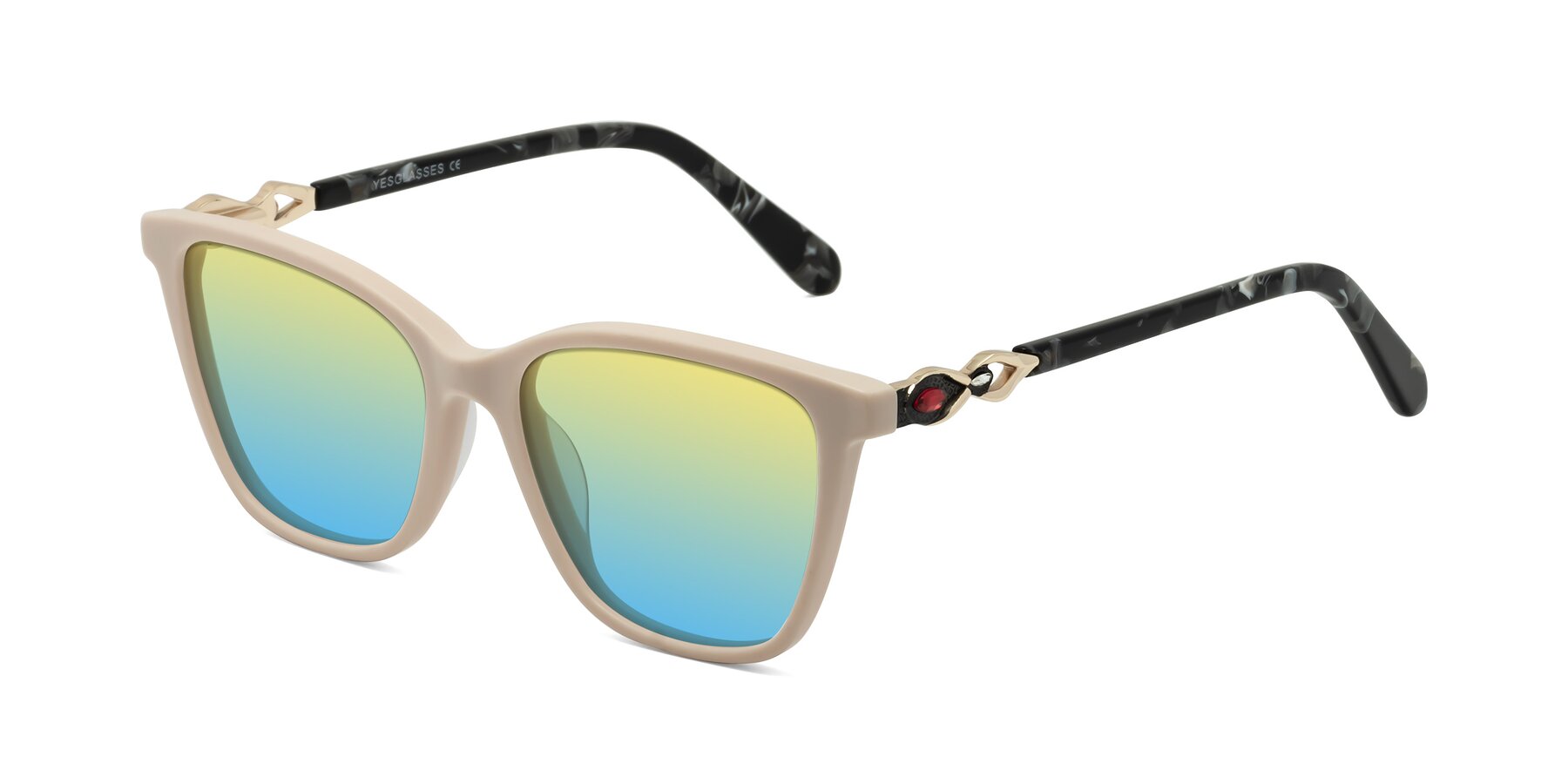 Angle of Mothe in Ivory pink with Yellow / Blue Gradient Lenses