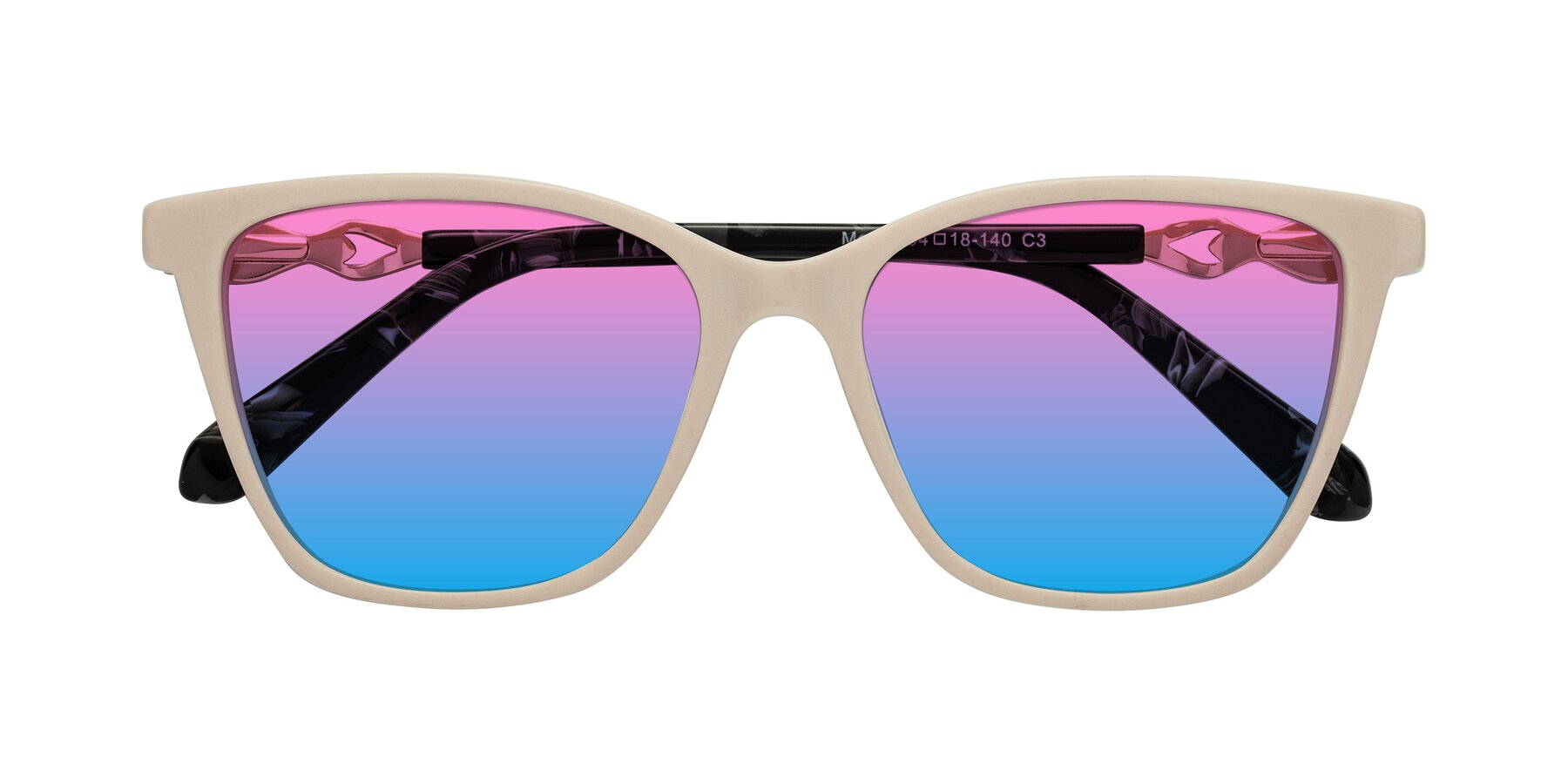 Folded Front of Mothe in Ivory pink with Pink / Blue Gradient Lenses