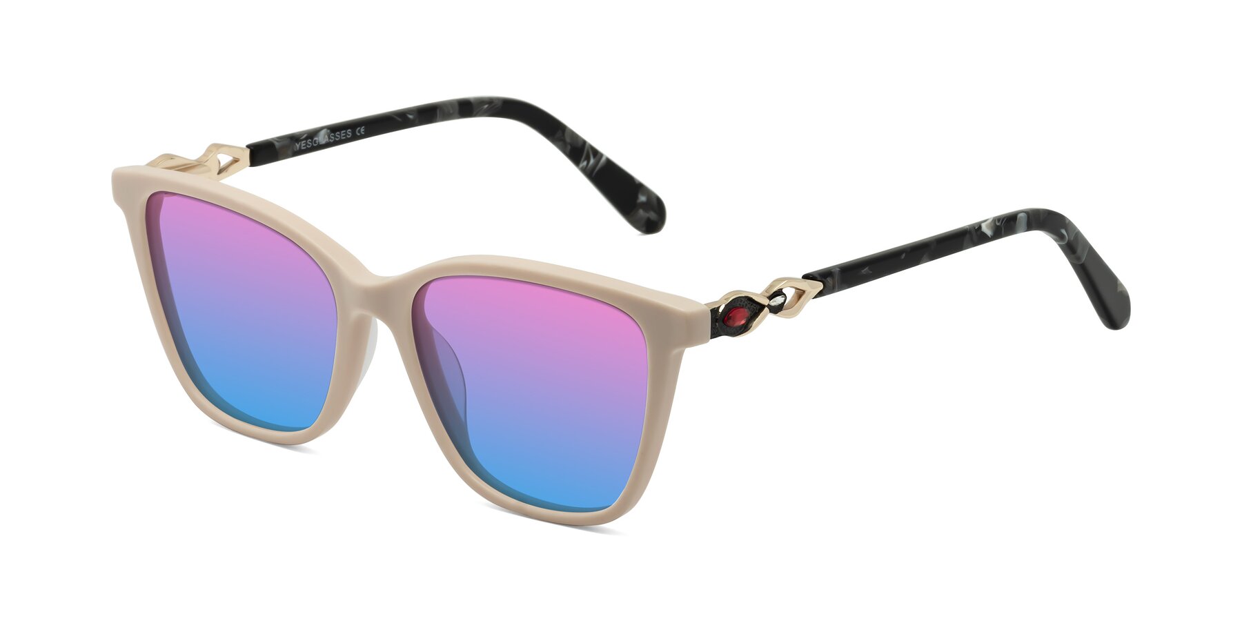 Angle of Mothe in Ivory pink with Pink / Blue Gradient Lenses