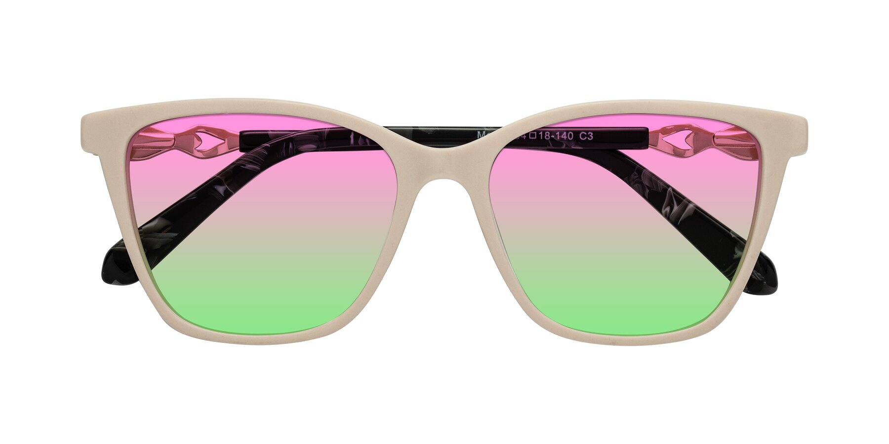 Folded Front of Mothe in Ivory pink with Pink / Green Gradient Lenses