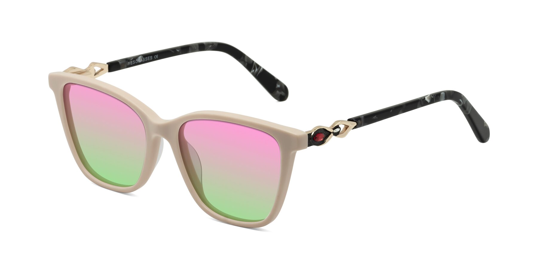 Angle of Mothe in Ivory pink with Pink / Green Gradient Lenses