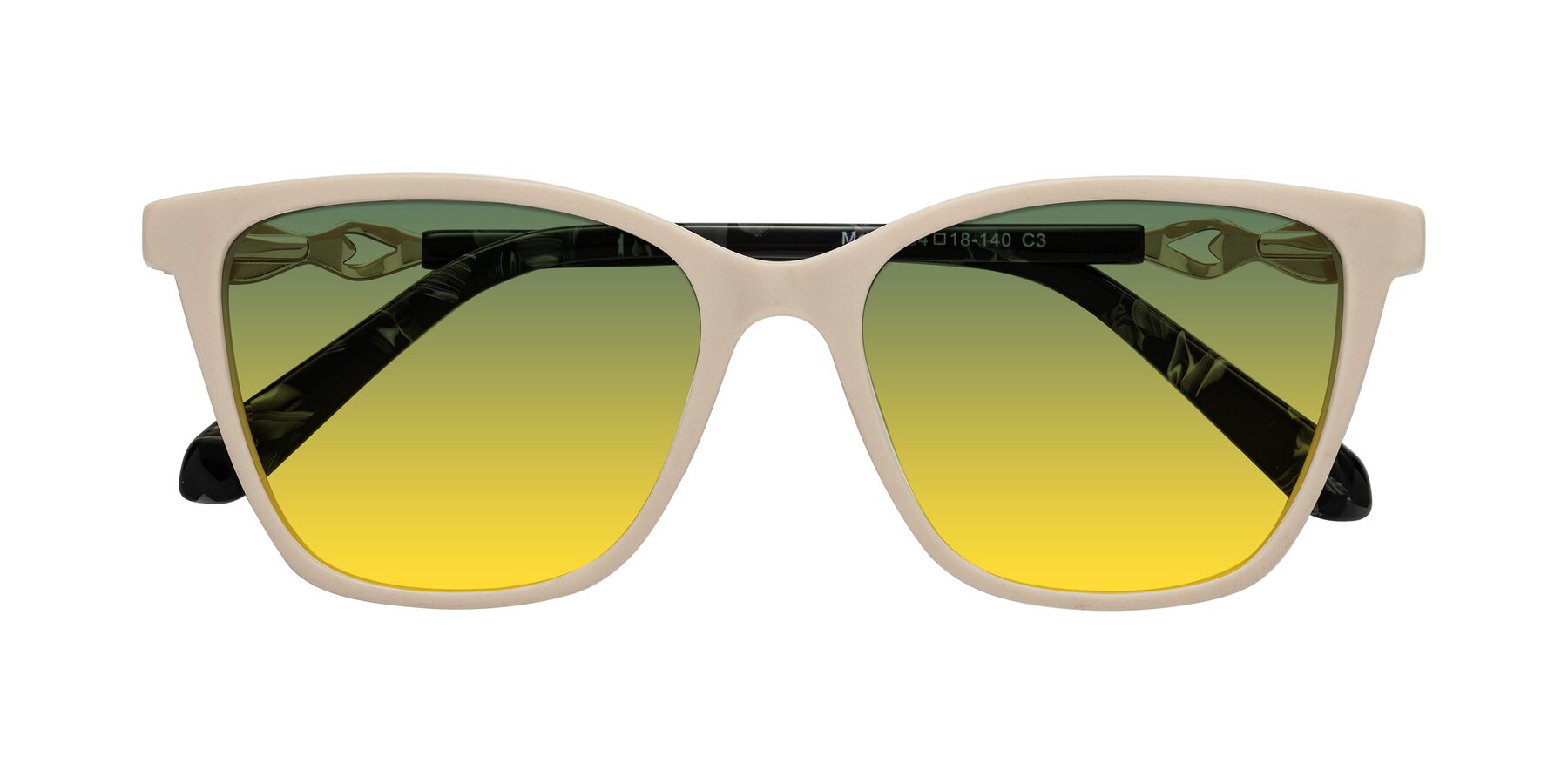 Folded Front of Mothe in Ivory pink with Green / Yellow Gradient Lenses