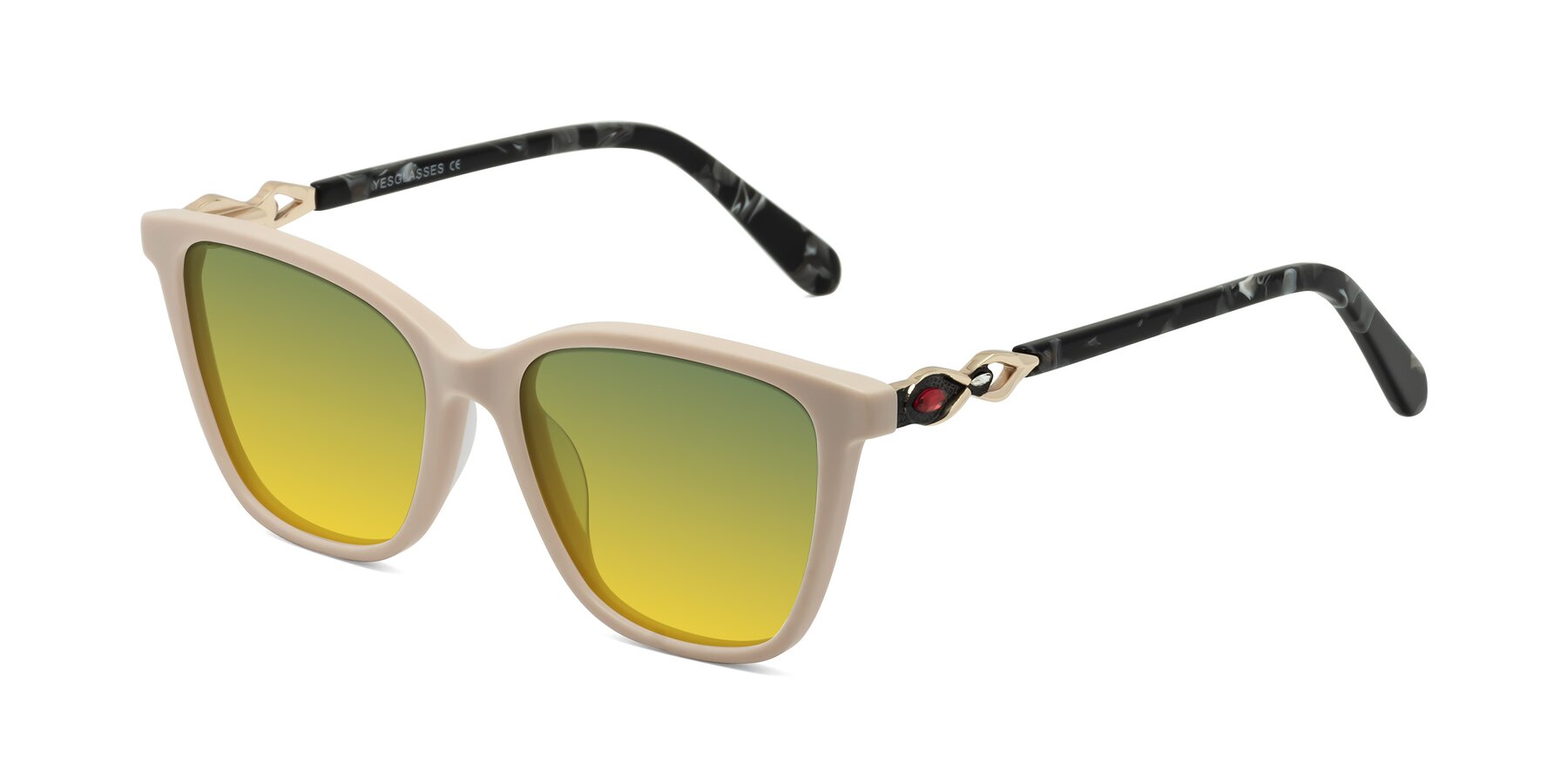 Angle of Mothe in Ivory pink with Green / Yellow Gradient Lenses