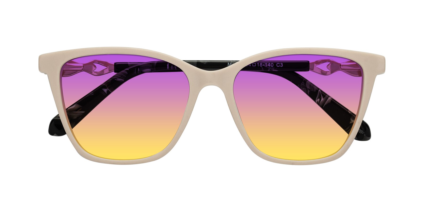 Folded Front of Mothe in Ivory pink with Purple / Yellow Gradient Lenses