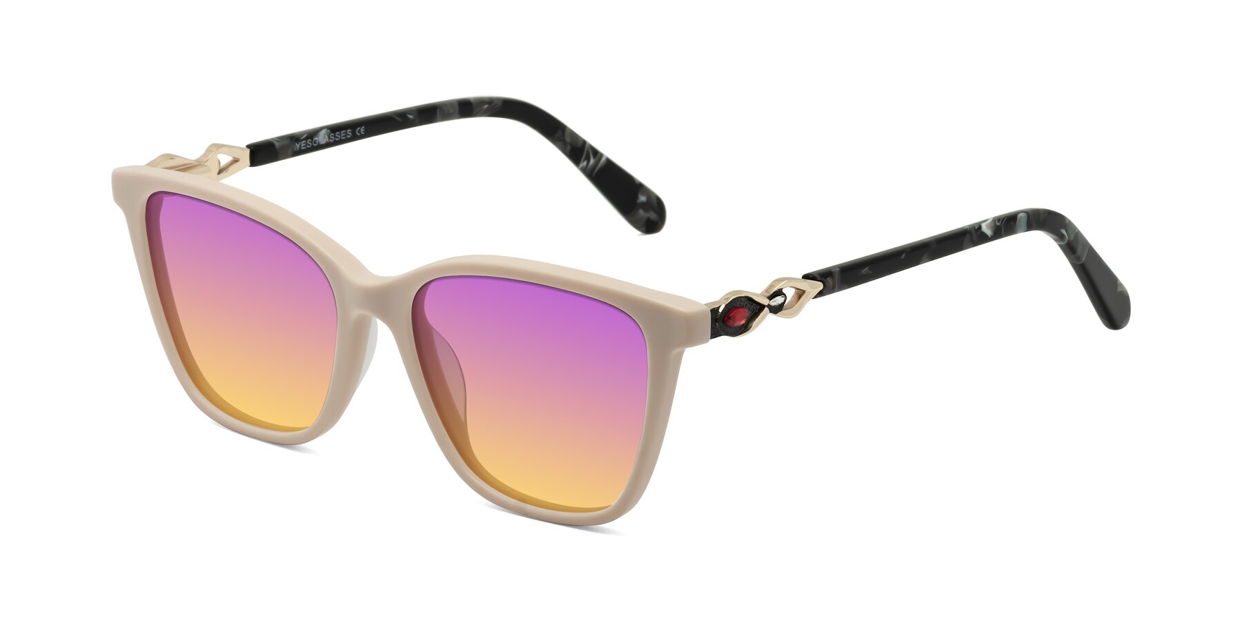 Angle of Mothe in Ivory pink with Purple / Yellow Gradient Lenses