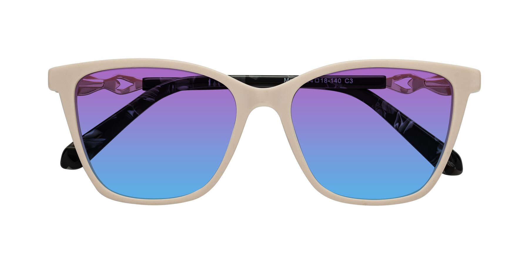 Folded Front of Mothe in Ivory pink with Purple / Blue Gradient Lenses